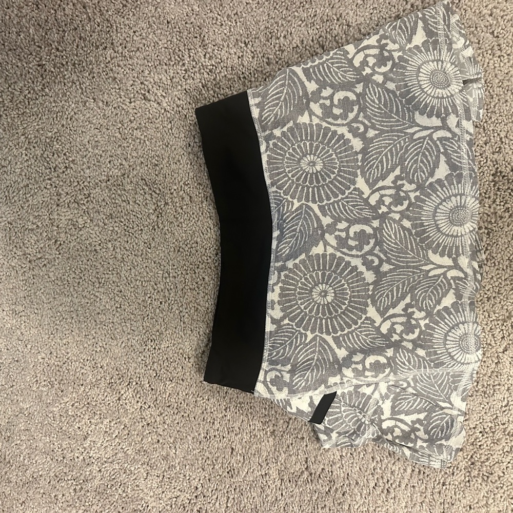 Floral Lace Skirt with Black Waistband